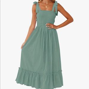 ZESICA Women's Summer Boho Spaghetti Strap Square Neck Long Maxi Dress.